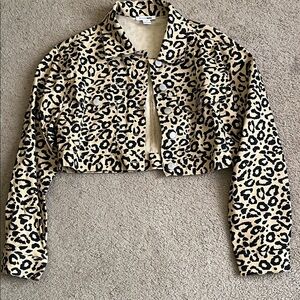 Fashion Nova Beige Leopard Cropped Jacket NWOT